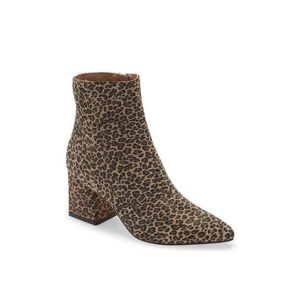 New Steve Madden Nix Leather Leopard Print Booties Women's Size 8 - Picture 1 of 9